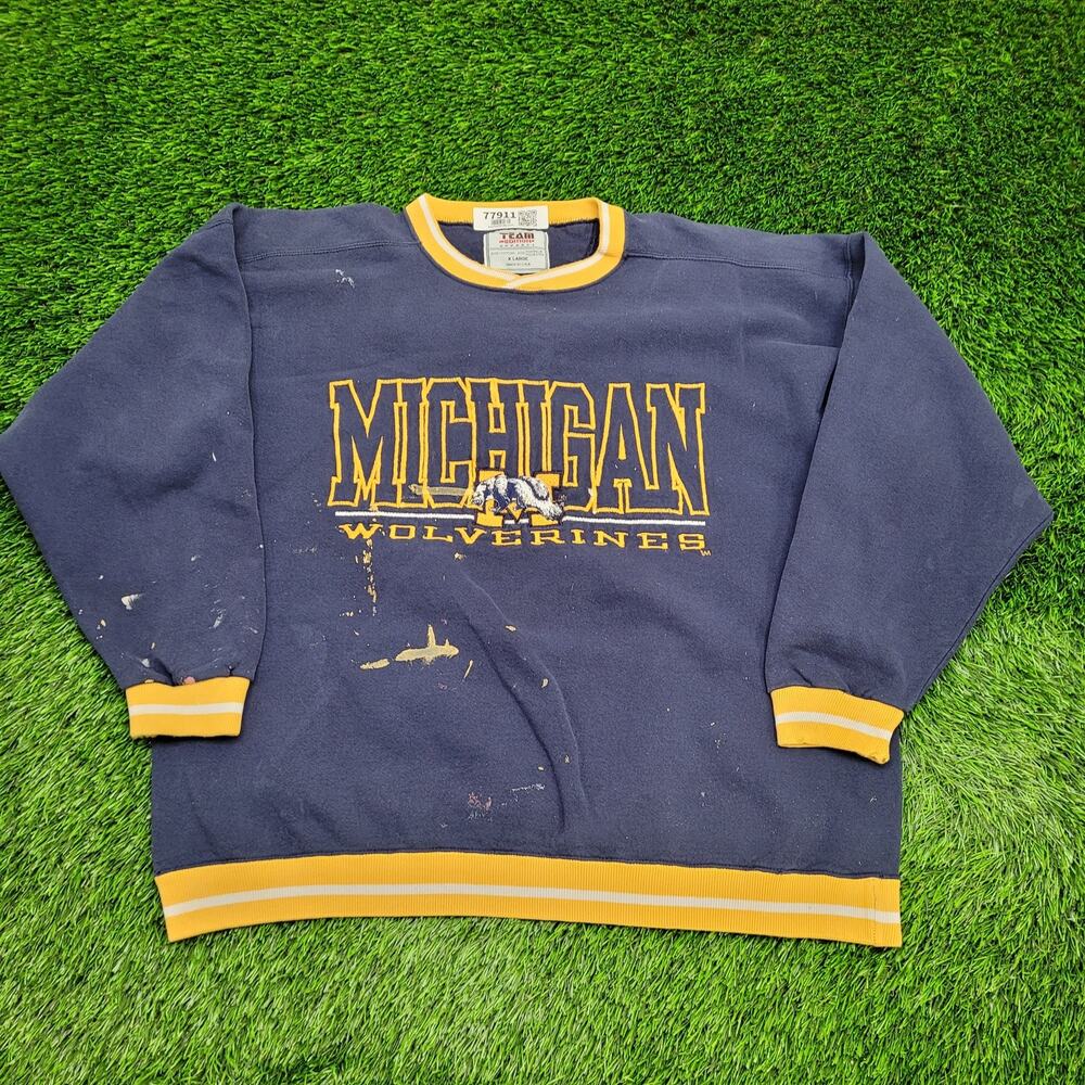 Vintage Michigan Wolverines Sweatshirt XL 26x27 Ringer USA